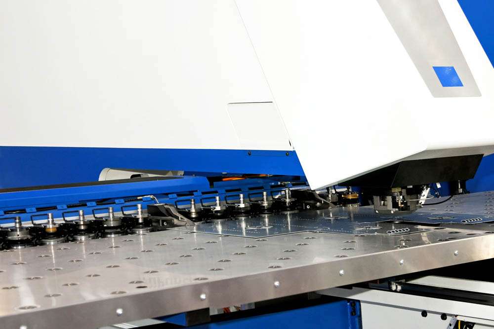 Close up shot of metal cutting machine